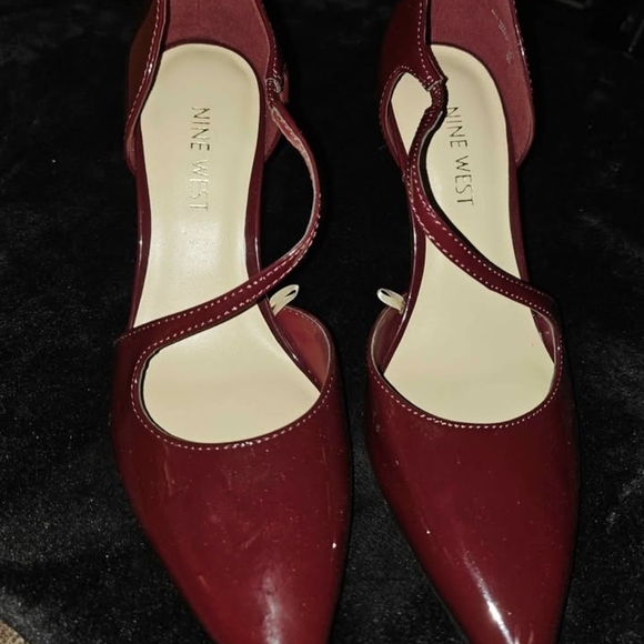 Nine West Shoes - Nine West Women's Burgundy Patent Pointed Sling Pumps